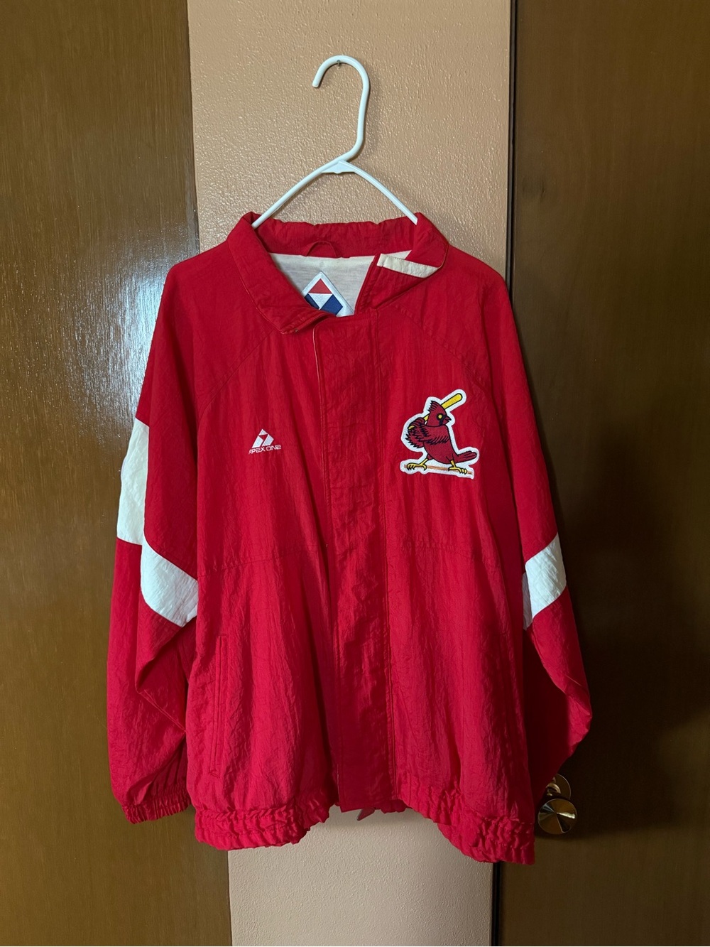 Vintage Unisex Red Cardinals Baseball Pullover Jacket with Team Patch